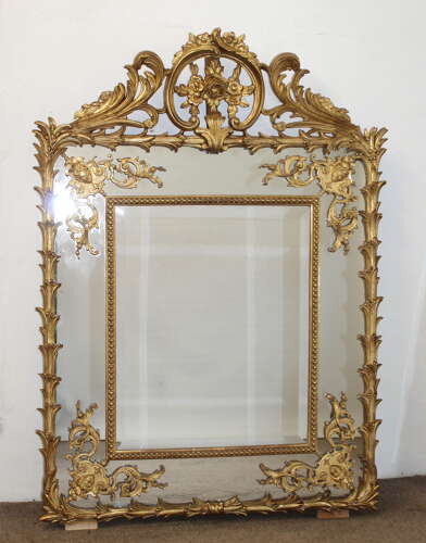 Decorative antique French palm leaf framed mirror
