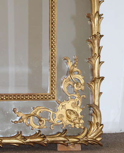 Decorative antique French palm leaf framed mirror
