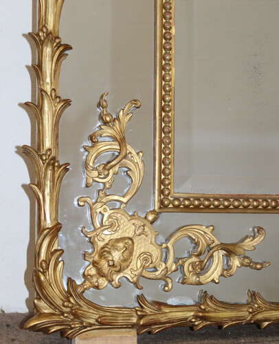 Decorative antique French palm leaf framed mirror