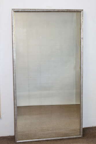 Large silverleafed framed antique French Bistro mirror