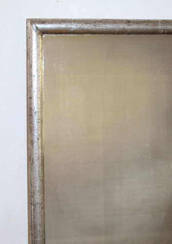 Large silverleafed framed antique French Bistro mirror