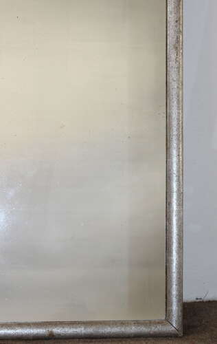 Large silverleafed framed antique French Bistro mirror