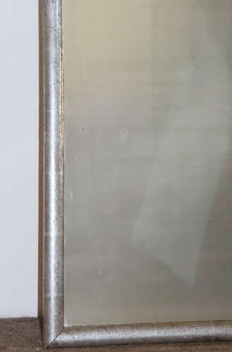 Large silverleafed framed antique French Bistro mirror