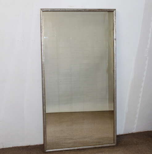 Large silverleafed framed antique French Bistro mirror