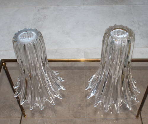 Matched pair of French Art Crystal Splash Vases