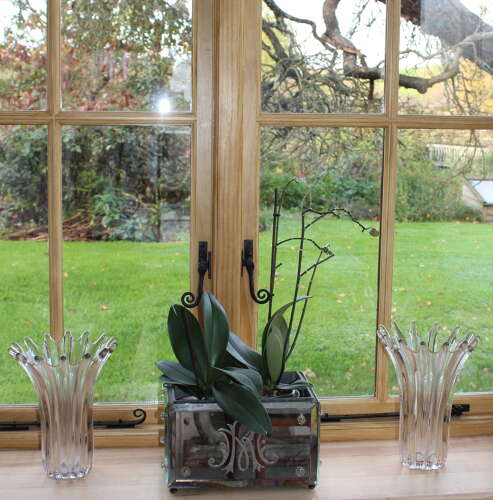Matched pair of French Art Crystal Splash Vases