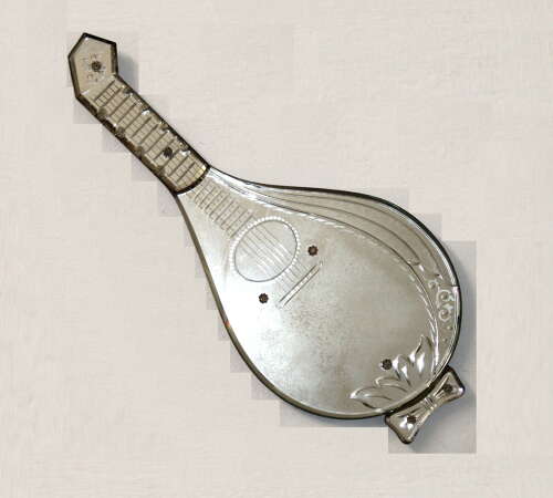 Antique guitar or mandolin-shaped Venetian mirror