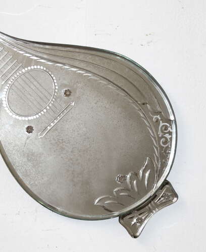 Antique guitar or mandolin-shaped Venetian mirror