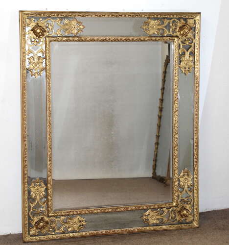 Antique giltwood 18th century French margin mirror