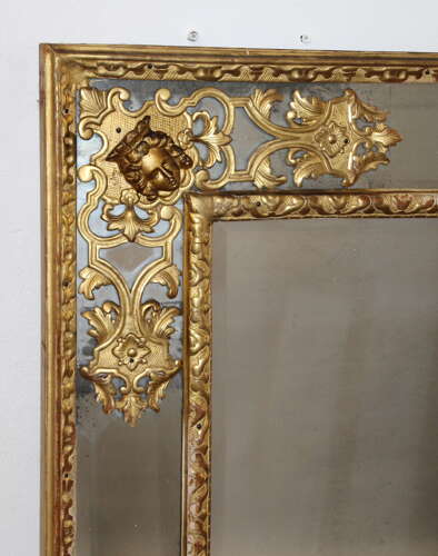 Antique giltwood 18th century French margin mirror
