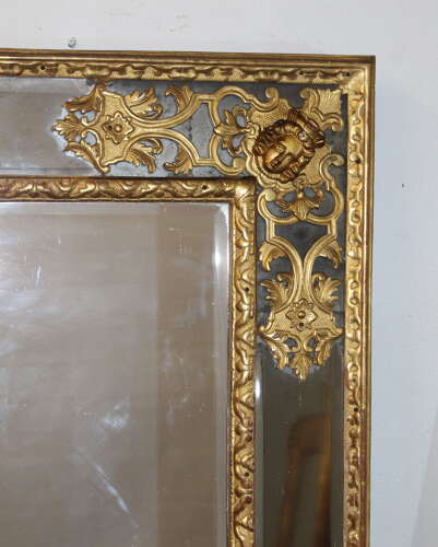 Antique giltwood 18th century French margin mirror