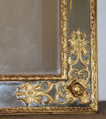 Antique giltwood 18th century French margin mirror