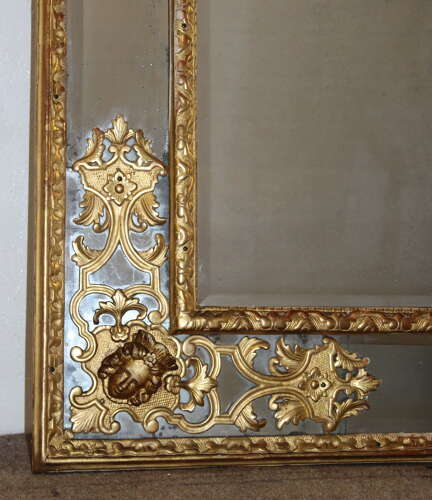 Antique giltwood 18th century French margin mirror