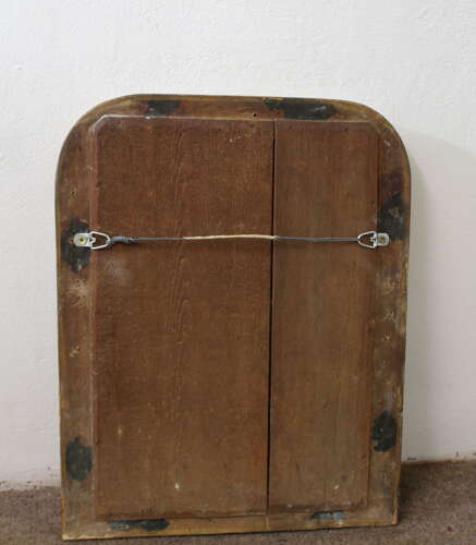 Small antique French silverleafed archtop mirror