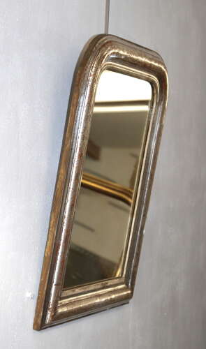 Small antique French silverleafed archtop mirror