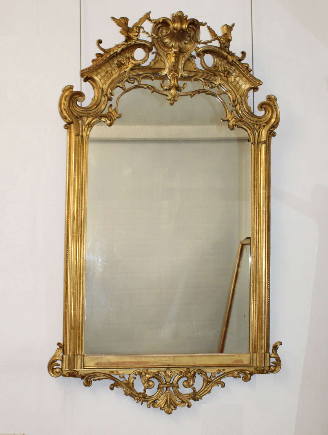 Tall elegant decorative antique French mirror
