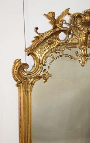 Tall elegant decorative antique French mirror