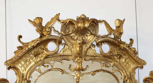 Tall elegant decorative antique French mirror