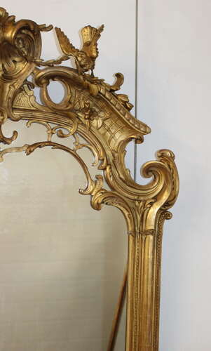 Tall elegant decorative antique French mirror