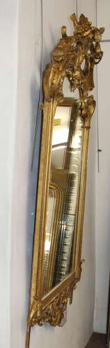 Tall elegant decorative antique French mirror