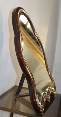 Small curvy antique table top mirror