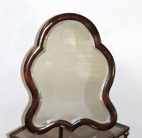 Small curvy antique table top mirror