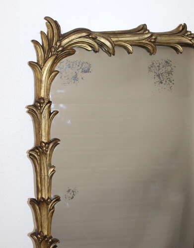 Antique French palm leaf framed gilt mirror