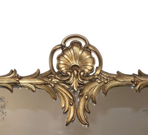 Antique French palm leaf framed gilt mirror