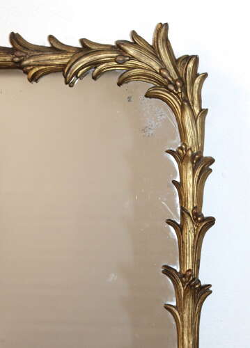 Antique French palm leaf framed gilt mirror