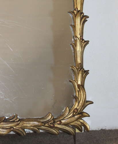 Antique French palm leaf framed gilt mirror