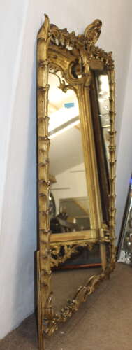 Antique French palm leaf framed gilt mirror
