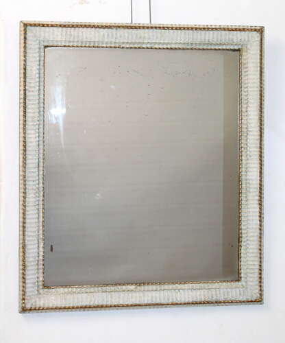 Antique French rippled gesso mirror with mercury glass