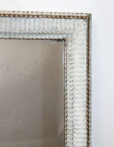 Antique French rippled gesso mirror with mercury glass