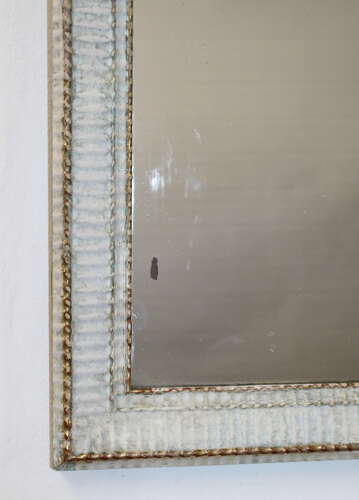 Antique French rippled gesso mirror with mercury glass