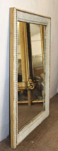 Antique French rippled gesso mirror with mercury glass