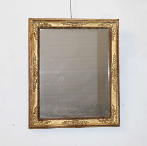 Small antique French gilt mirror with decorative frame