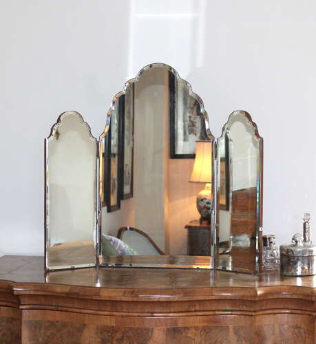1940s bevelled edge triple dressing table mirror