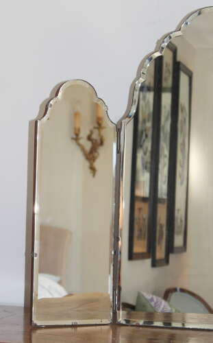1940s bevelled edge triple dressing table mirror