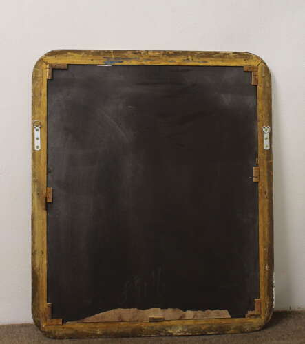 Exquisite Antique French etched gilt mirror with curved corners