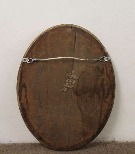 Antique French oval mirror with narrow watergilt frame