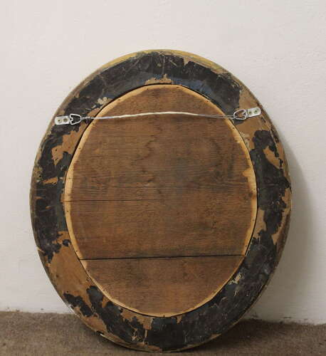 Antique French etched gilt oval mirror