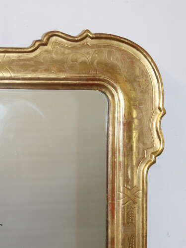 Antique Italian gilt mirror with outset corners