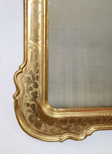 Antique Italian gilt mirror with outset corners