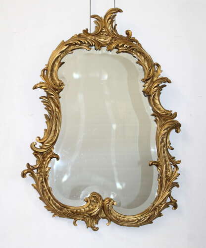 Antique French rococo mirror with bevelled glass