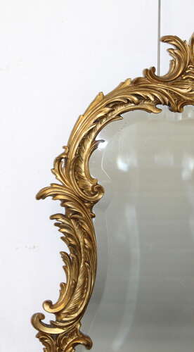 Antique French rococo mirror with bevelled glass