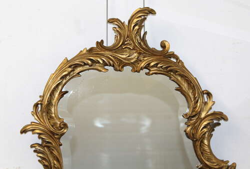 Antique French rococo mirror with bevelled glass