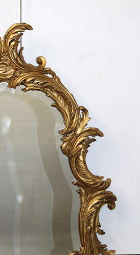 Antique French rococo mirror with bevelled glass