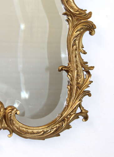 Antique French rococo mirror with bevelled glass