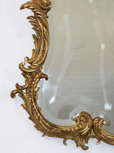 Antique French rococo mirror with bevelled glass