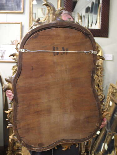 Antique French rococo mirror with bevelled glass